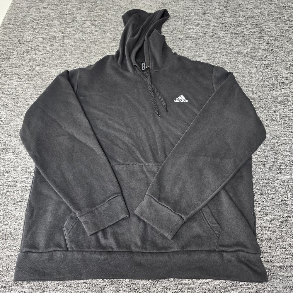 Adidas Golf Pullover Hoodie Men's XL Black Chest Print Logo Drawstring Pocket